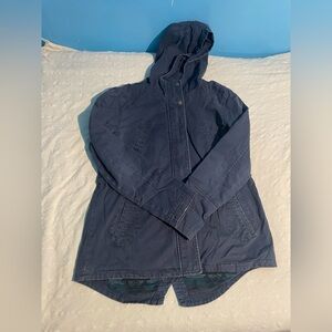 Maralyn and Me Women’s Navy Hooded Jacket with inside pattern Great condition L